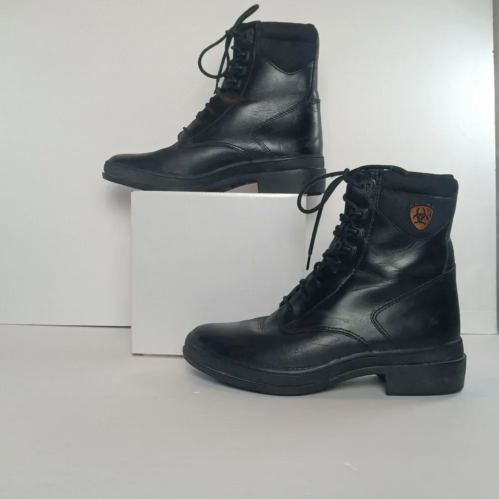Ariat Heritage Lace Women Paddock Boots Black Leather Equestrian Riding Women7.5